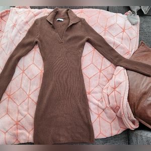 Brown Collared Dress